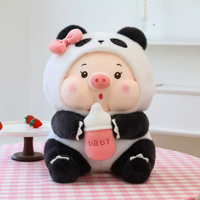 Pig Panda Plush Stuffed Soft Toy Cute Animal Milk Bottle Doll Gift Kids Girls