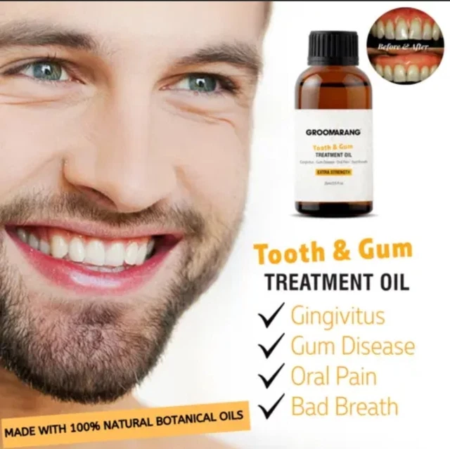 Aceite de tratamiento de dientes y encías Groomarang mal aliento dolor oral aceites botánicos puros Reino Unido