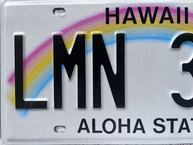 Hawaii Rainbow Graphic American License Licence USA Number Plate LMN 334 2