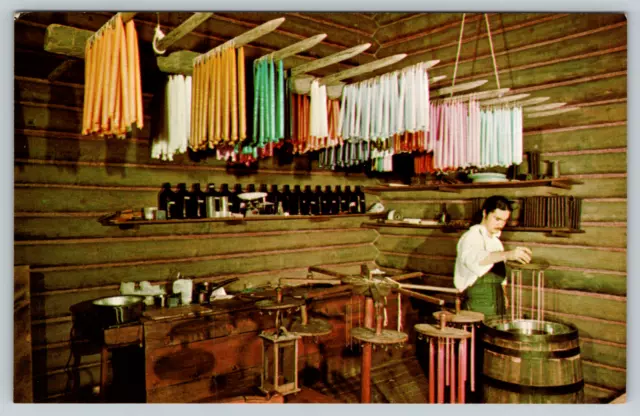c1960s Candle Making Fort Boonesborough Richmond Kentucky Vintage Postcard