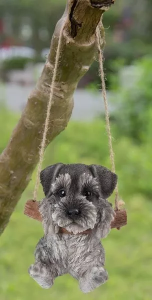 Hanging Schnauzer Puppy Dog Pet Pals - Life Like Figurine Statue Home Garden NEW