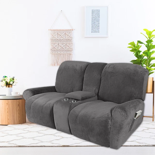 2SEATER LOVESEAT Recliner Cover with Center Console Slipcover Cove