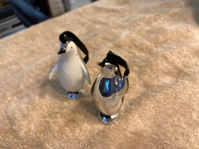 Ceramic Penguin Ornaments - Pair