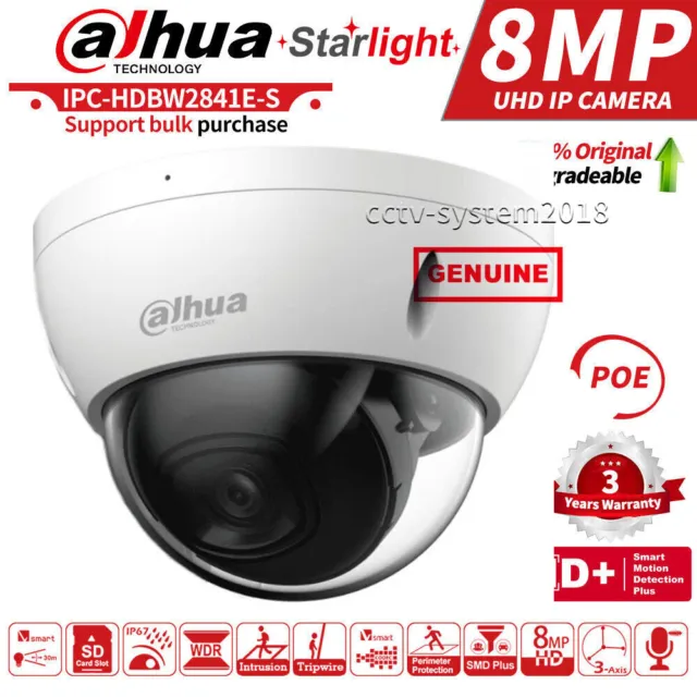 US Dahua 4K 8MP AI Mic Starlight IP Camera IPC-HDBW2841E-S POE Home security Lot