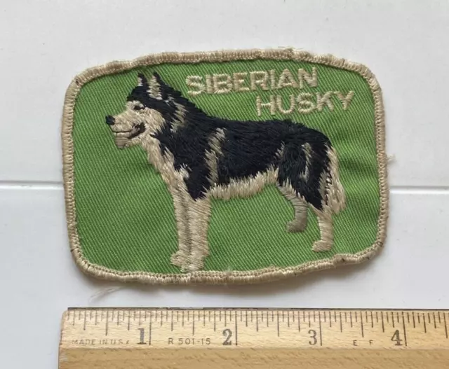 Vintage Siberian Husky Working Dog Breed Green Embroidered Patch Badge