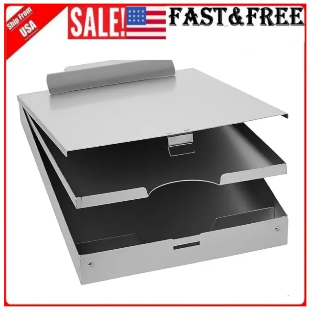 Metal Clipboard Case Paper Storage Box Aluminum Form Holder Self-Locking Student