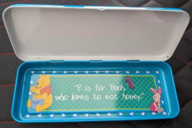 Vintage Retro 2000s Winnie The Pooh Metal Pen Pencil Case Tin Metal 2