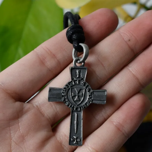 Cross with Shield Silver Pewter Charm Necklace Pendant Jewelry