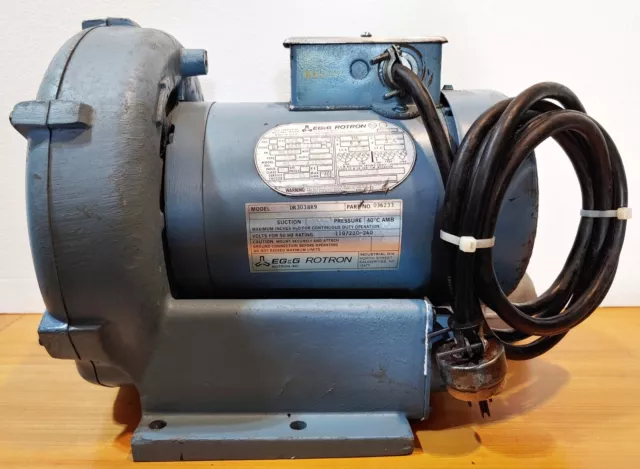 EG&G Rotron 3/4 HP Regenerative Blower DR303BR9 036233 3450 RPM 115/230V USA