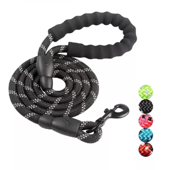 5 FT Dog Rope Leash - Reflective Nylon Lead, Training Padded Handle for Puppies