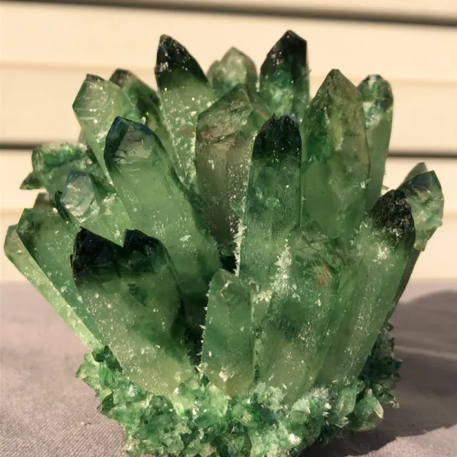 420g   New Find Green Phantom Quartz Crystal Cluster Mineral Specimen Healing 3