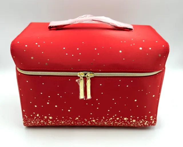 Estee Lauder  Train Case Bag 2022 Limited Edition ~Red / Gold Stars~ with Handle