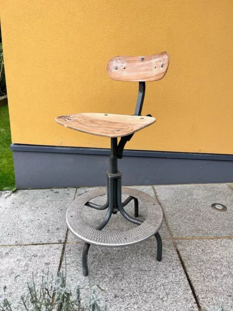 Vintage Draughtsmans Height-Adjustable   360-Revolving  Industrial Chair