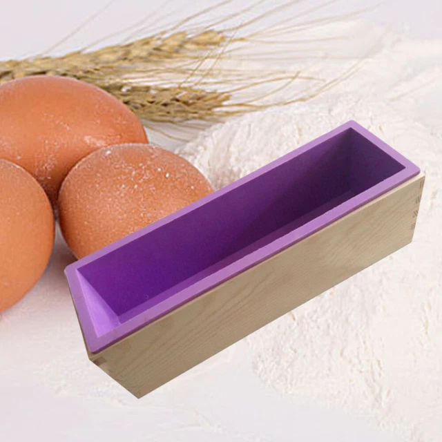 Flexible rechteckige Seifenlaib-Silikonform mit Holzkiste DIY-Werkzeug für die