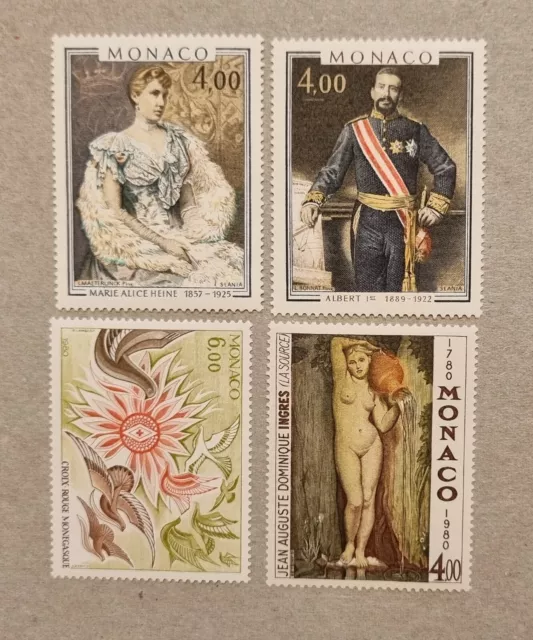 STAMPS MONACO 1980 PAINTINGS U/MINT - #7958a