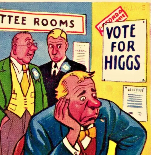 Political Comic Postcard C1950 Ballot Box Voting Getting his Member in Rosette 2