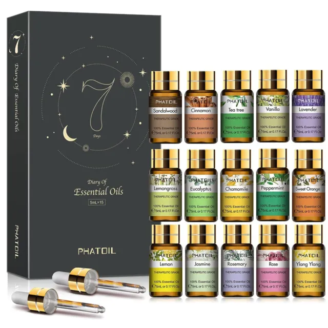 PHATOIL 15x 5ml Pure Essential Oils Aromatherapy Therapeutic Diffuser Burner Oil
