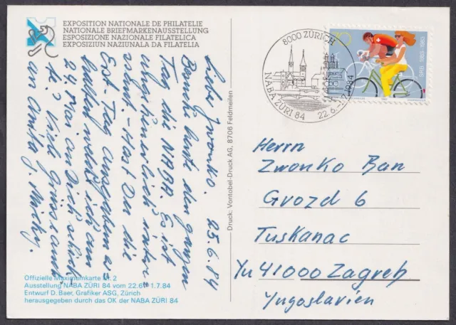 Switzerland 1984, NABA ZURI, View of the City, maximum card 2