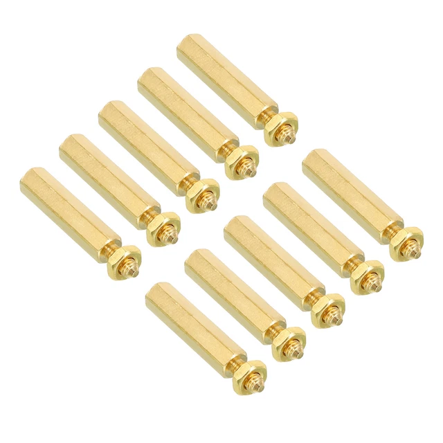 20mm+6mm M3 Standoff Screws 40 Pack Brass Hex PCB Standoffs Nuts Gold Tone