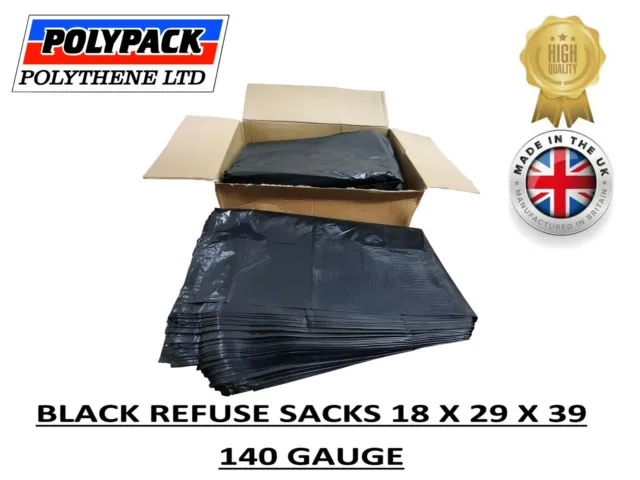 Black Bin Bags Refuse Sacks Extra Heavy Duty 140G  ALL QUANTITIES 18 x 29 x 39