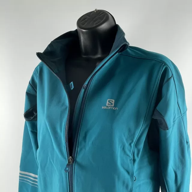 Salomon Jacket Motion Fit Lightning Warm Shell Zip Lightweight Teal Blue Sz Med