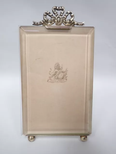 Ancien cadre porte-photo  verre biseauté et laiton Napoléon III /  Ruban / Noeud