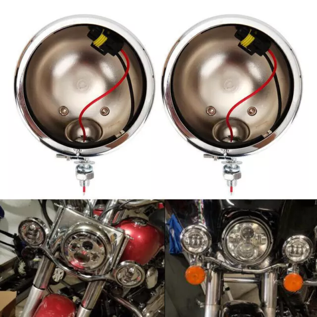 4.5"in LED Passing Lights Housing Bucket For Harley Touring Road King Road Glide