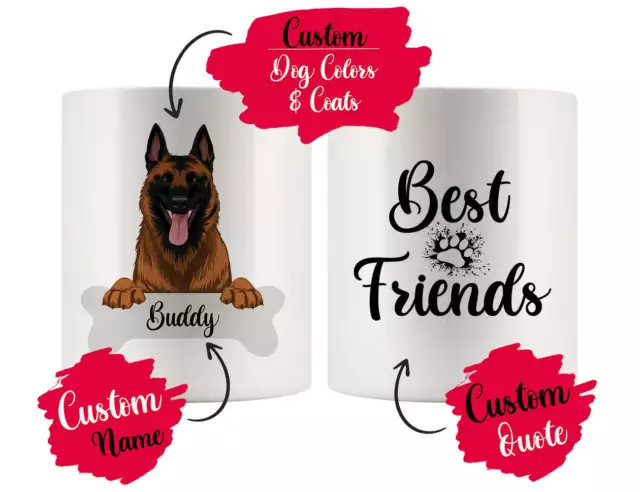 Personalized Belgian Malinois Dog Rescue Mom Dad Mug, Best Dog Owner Gift