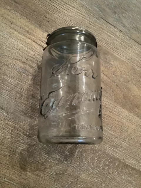 vintage kerr economy trademark quart jar sand springs with lid