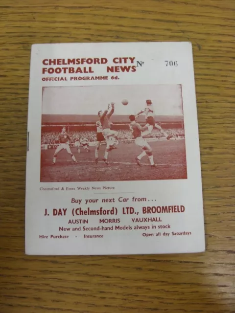 15/11/1965 Chelmsford City v Kings Lynn [Southern League Cup] (Score & Team Chan