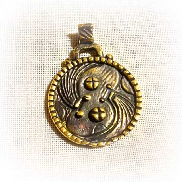 Handmade brass Trypillian necklace pendant,Ukrainian brass jewelry,Ukraine charm