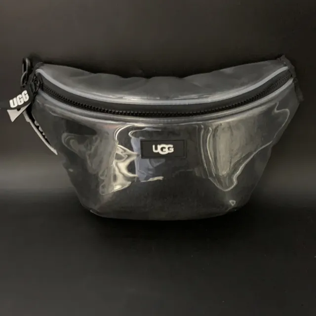 New UGG Nasha Belt Bag Crossbody Clear Black Sheepskin Adjustable #1126832