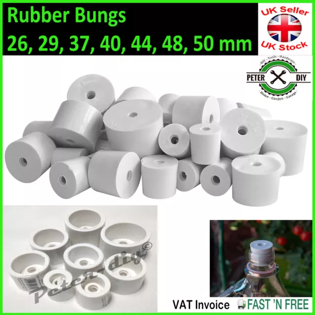 Bored Rubber Bungs Wine Making Demijohn Airlock Bung Sizes from 26 to 50mm