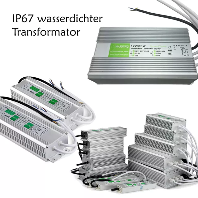 DC 12V Netzteil LED Treiber 10W-300W Wasserdichter IP67 240V LED-Transformator