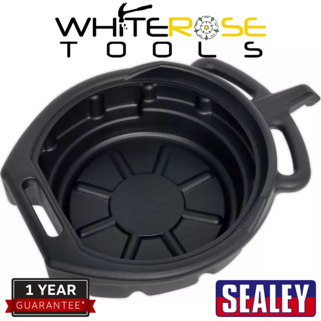 Sealey Oil Fluid Drain Pan with Spout & Handles Drip Tray Transfer 7.6 Litre