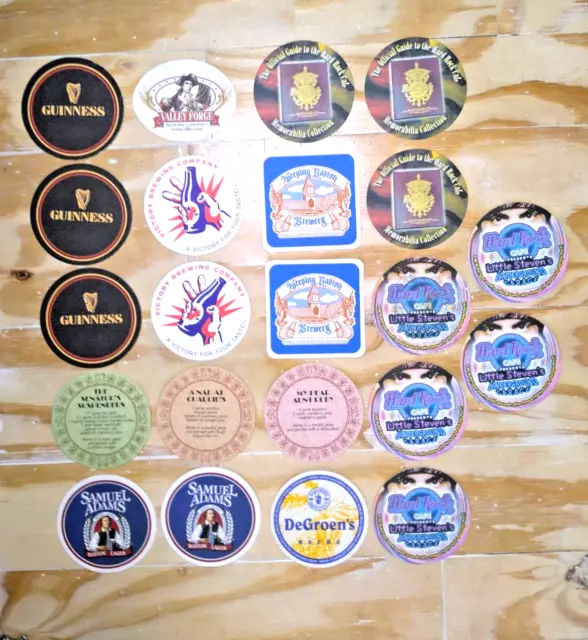 Lot of 22 Beer Coaster! Guinness, Hard Rock, Sam Adams, DeGroen's Weeping Radish