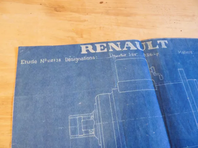 ORIGINAL 1924 - Blueprint cyanotype plan d'usine Renault SEV 2