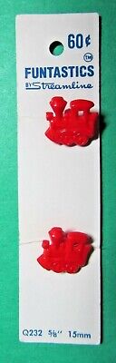 (2) Funtastics 5/8" Train Engine Red Plastic Craft Embellishment Buttons (B154)
