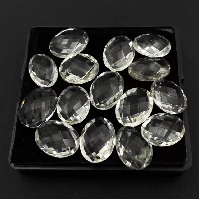 Natural Crystal Quartz Oval Briolette Cut Loose Gemstone Lot 14 Pcs 101 CT