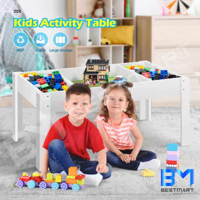 Kids Activity Table Study Blocks Building Play Desk Children Toys Storage Wooden