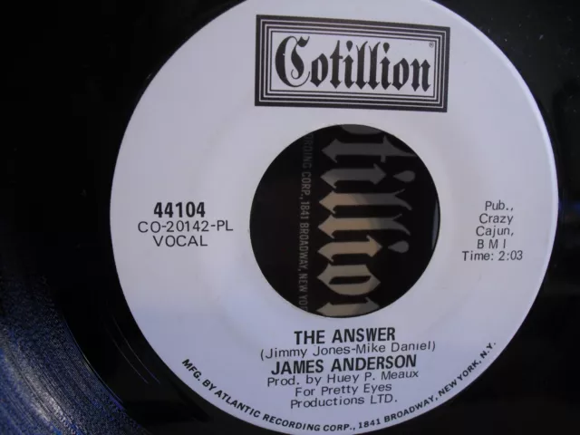 James Anderson, The Tracker / The Answer, Cotillion Records 44104, WLP, Funk