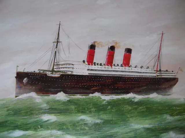 RMS Berengaria, Cunard Line Ship. 1920s Oil Indistinctly signed ? James