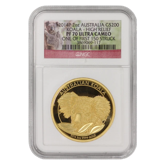 Australia 2014-P $200 Gold Koala High Relief NGC PF70UCAM 2oz .9999 Fine coin Australia 2014-P $200 Gold Koala High Relief NGC PF70UCAM 2oz .9999 Fine coin