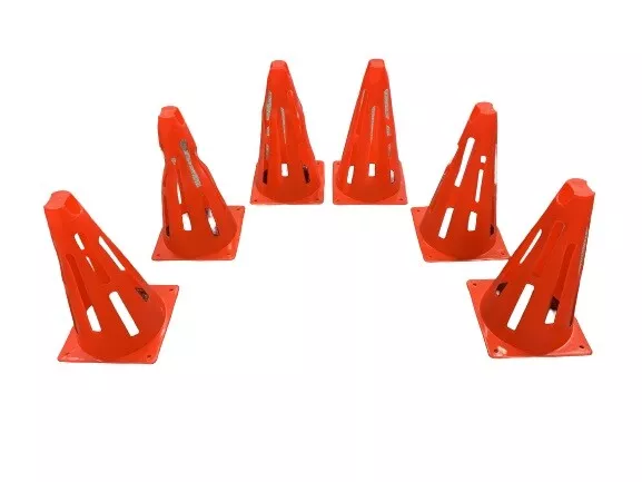 TRAINING TRAFFIC COLLAPSIBLE CONES SET OF 6 -Size 9" Football/Sports Marker Disc