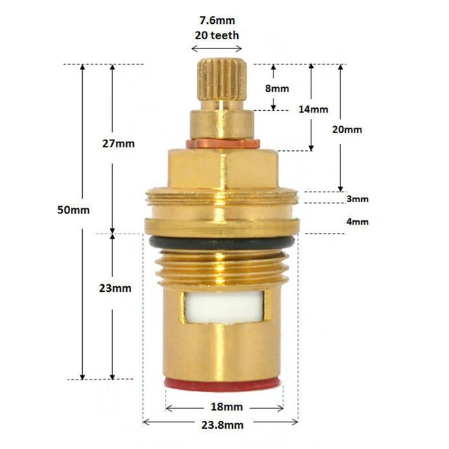 Practiacl Valvola Rubinetto Valvola G1/2 Inserti Quarto di Ricambio Liscia