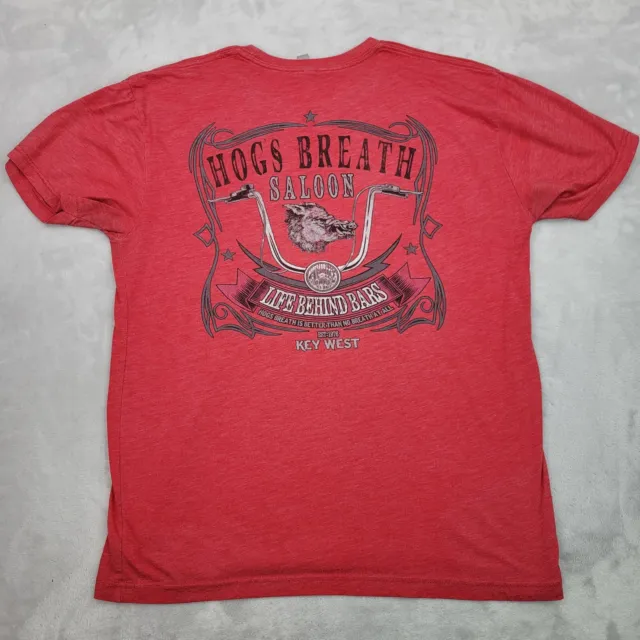 Hogs Breath Saloon Shirt Men Extra Large Red Biker Bar Key West Florida Adult XL