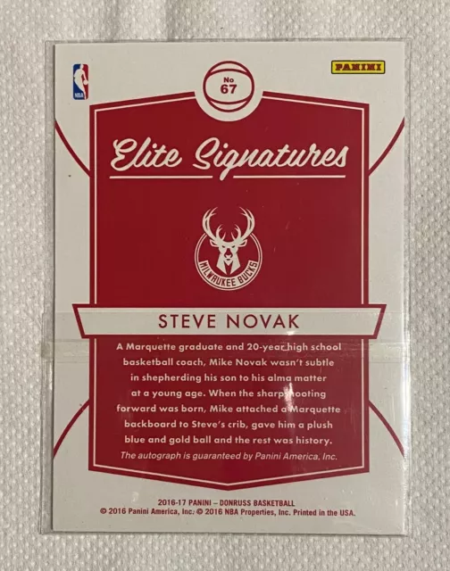 /99 Steve NOVAK 2016-17 Panini DONRUSS Basketball ELITE SIGNATURE #67 AUTO Bucks 2
