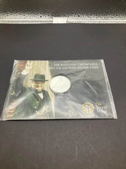 2015 £20 Twenty Pound 999 Fine Pure Silver Royal Mint Coin - Sir W Churchill