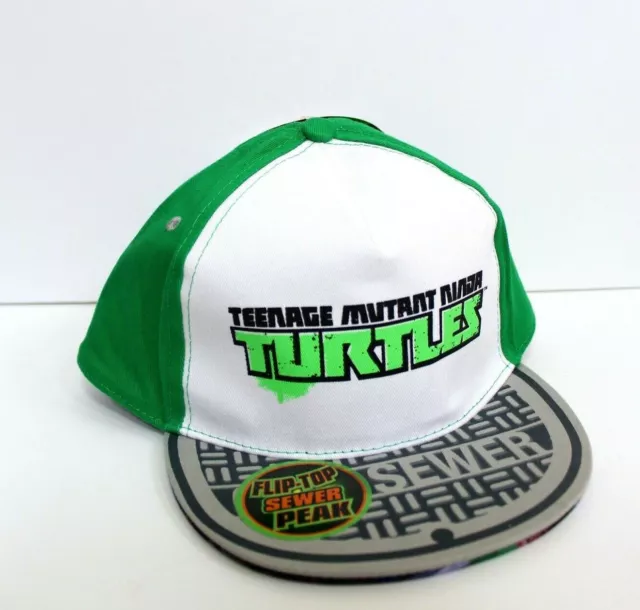 Sombrero de béisbol Teenage Mutant Ninja Turtles TMNT abatible alcantarilla pico verde y blanco