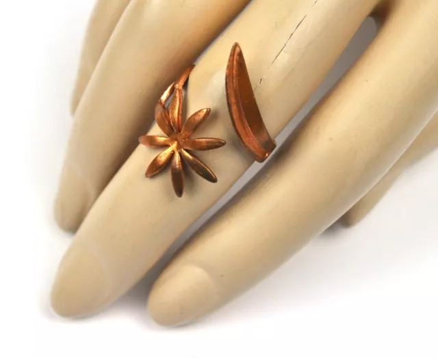 Original vintage USA New York 1960er Hippie Ära Kupfer Blume Blüten Ring